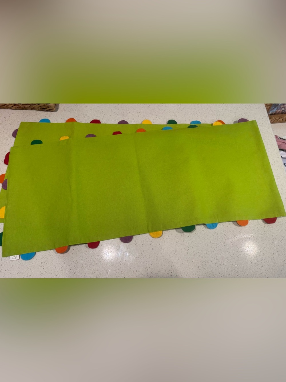 Tag Lime Green 15x70 Table Runner with Four Polka Dot Dinner Napkins